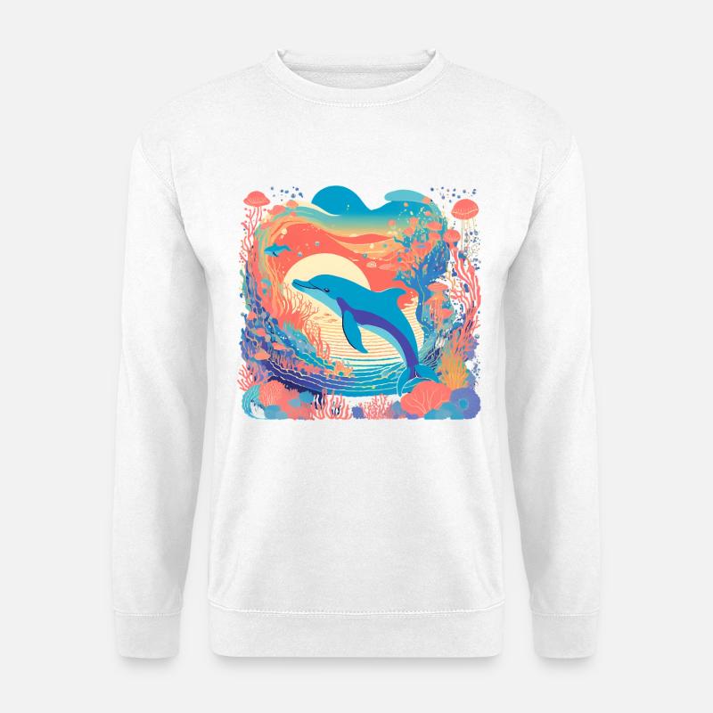 Underwater Rainbow Dolphin - Unisex Sweatshirt - white