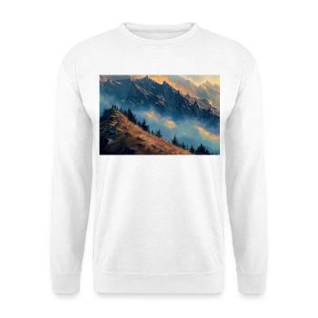 Poster Illustration Paysage de Montagne - Sweat-shirt Unisexe - blanc - Devant