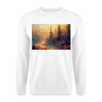 Waldlandschaft Illustration Poster - Unisex Pullover - Weiß - Vorne