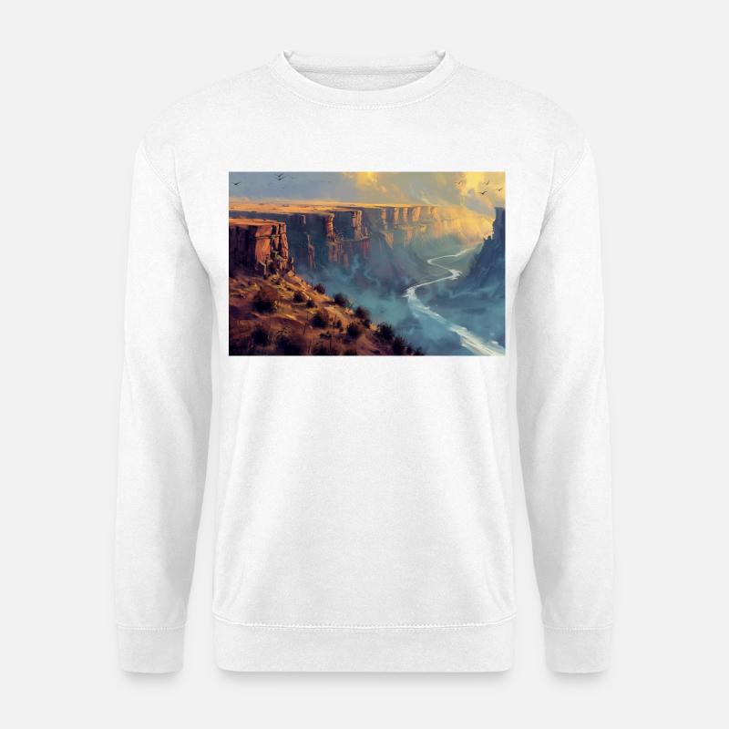 Canyon Landschaft Illustration Poster - Unisex Pullover - Weiß