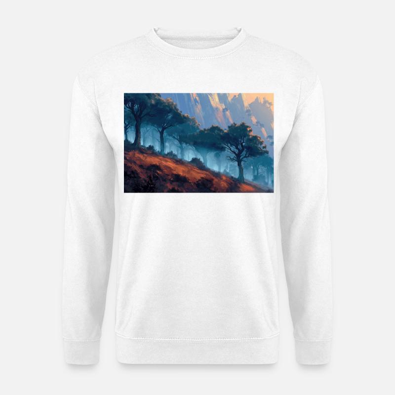 Waldlandschaft Illustration Poster - Unisex Pullover - Weiß