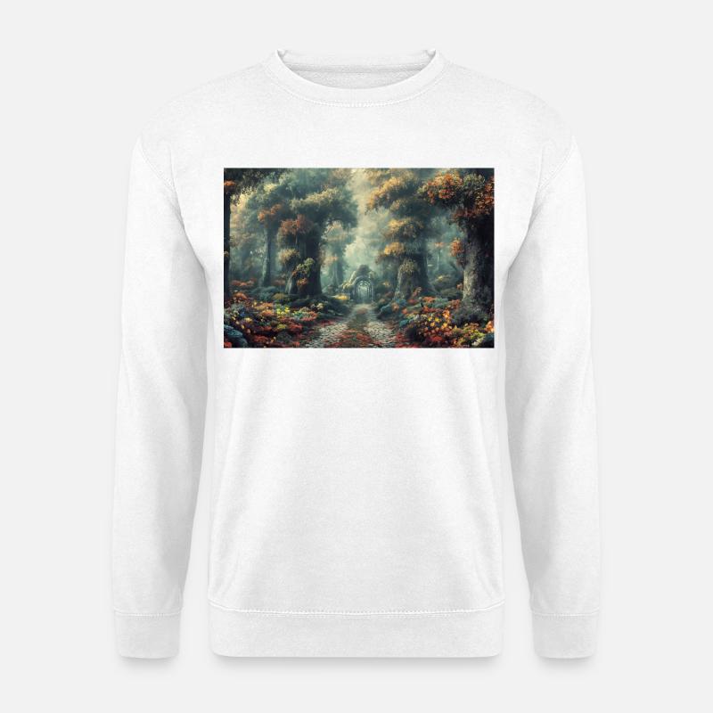 Waldlandschaft Illustration Poster - Unisex Pullover - Weiß