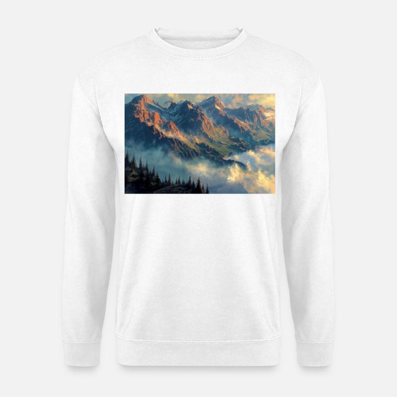 Berglandschaft Illustration Poster - Unisex Pullover - Weiß