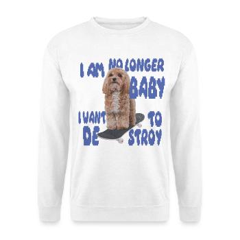 Skater Dog Meme – No Longer Baby - Unisex Pullover - Weiß - Vorne