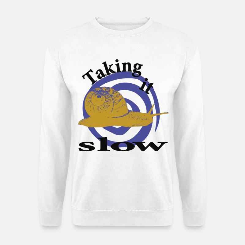 Entspannte Schnecke – Taking It Slow - Unisex Pullover - Weiß