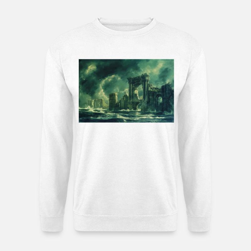 Ruinierte Landschaft Illustration Poster - Unisex Pullover - Weiß