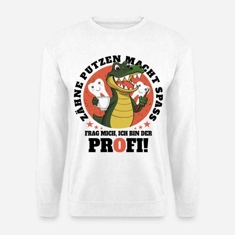 Krokodil Zahn Hygiene - Unisex Pullover - Weiß
