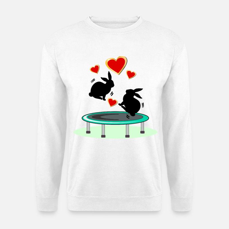 TRAMPOLIN SPRINGEN HASEN OSTERHASEN - Unisex Pullover - Weiß