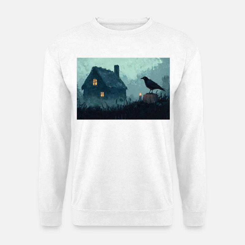 Spukhaus Illustration Poster - Unisex Pullover - Weiß