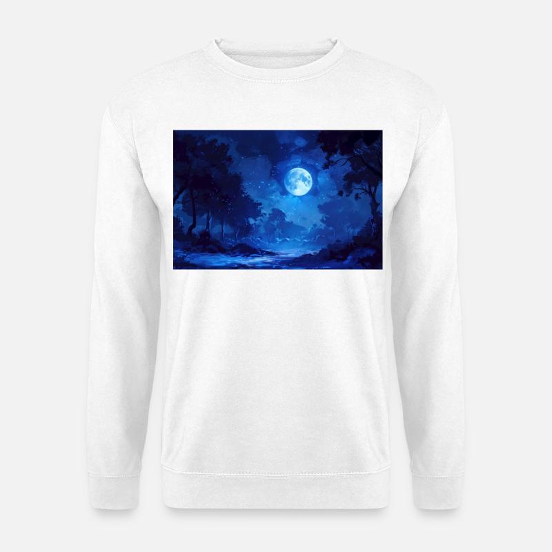 Nachtlandschaft Illustration Poster - Unisex Pullover - Weiß