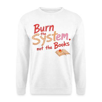 Verbrenne das System - Unisex Pullover - Weiß - Vorne - Alina (178cm) & Michal (187cm)