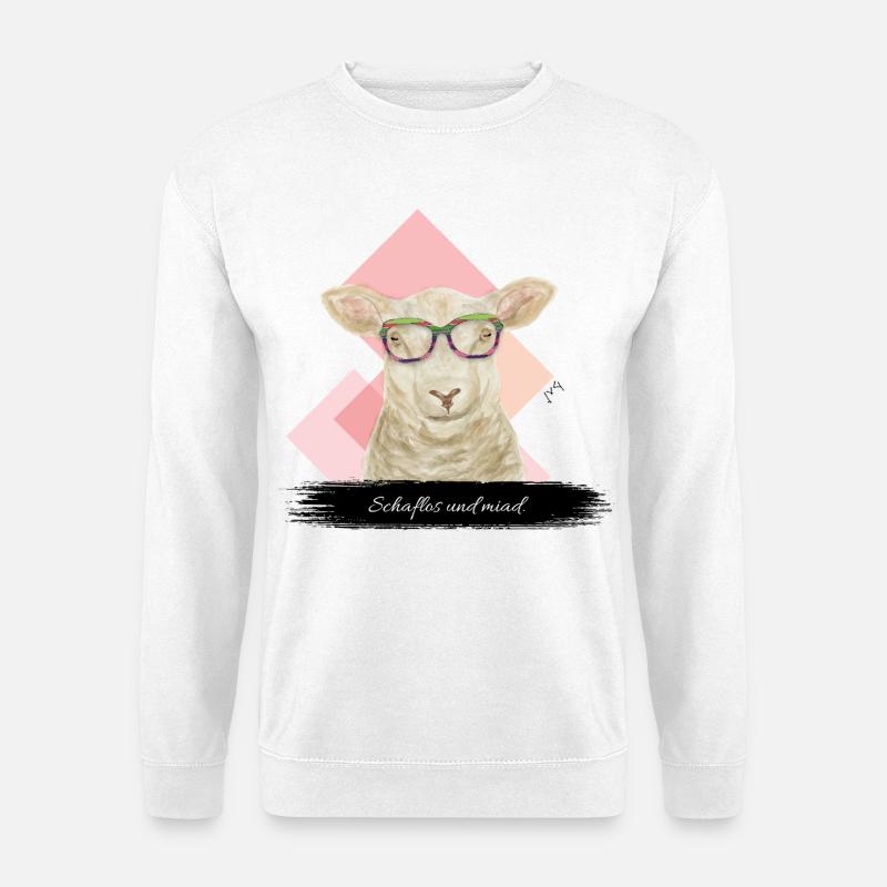 JvG Schaf "Schaflos und miad" - Unisex Pullover - Weiß