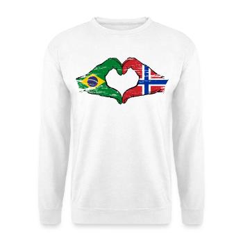Brazil Norway Flag Hands Heart Shape Used - Unisex Sweatshirt - white - Front