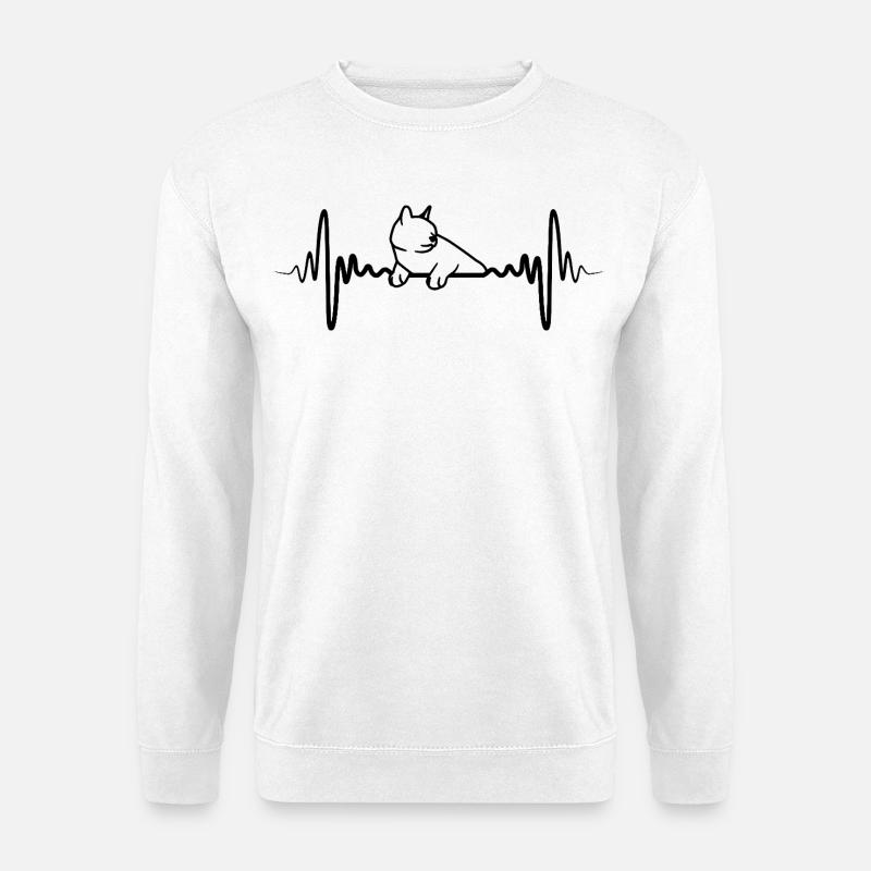 Katze Herzlinie - Unisex Pullover - Weiß