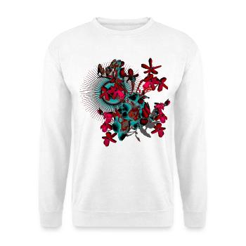 Fleurs de printemps rouge printemps motif - Sweat-shirt Unisexe - blanc - Devant