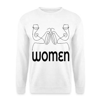 LINE ART ÄSTHETIK FRAUEN - Unisex Pullover - Weiß - Vorne - Alina (178cm) & Michal (187cm)