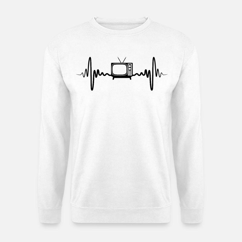 Retro Fernseher Kardiogramm - Unisex Pullover - Weiß