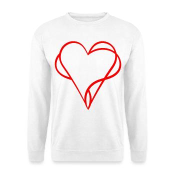 Rote Herzen verschlungen - Liebe - Unisex Pullover - Weiß - Vorne - Alina (178cm) & Michal (187cm)