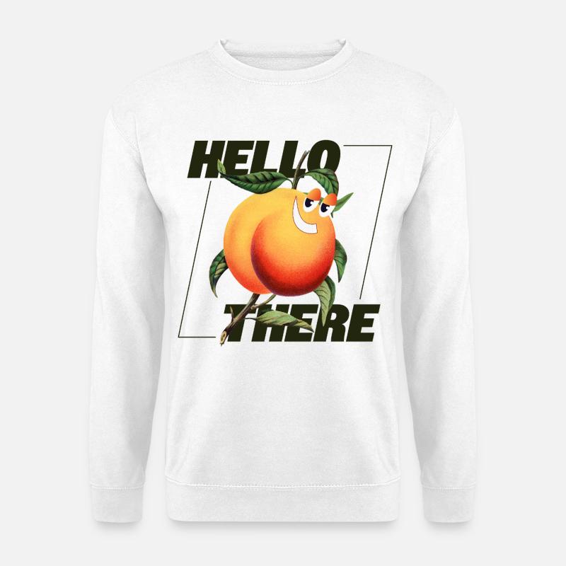 Peach Retro – Hello There Statement - Unisex Sweatshirt - white