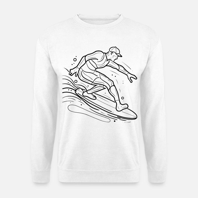 Surfer Line Art - Unisex Pullover - Weiß