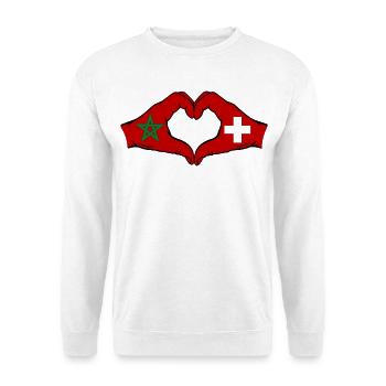 Morocco Switzerland Flag Hands Heart Shape - Unisex Sweatshirt - white - Front