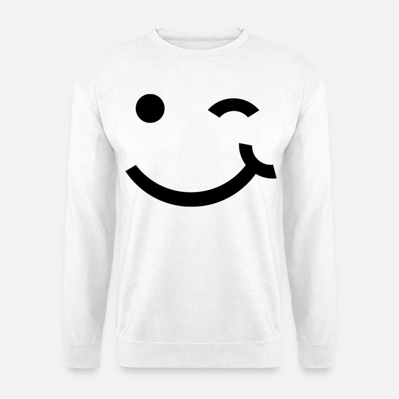 Zwinkerndes Gesicht, zwinkerndes Lächeln - Unisex Pullover - Weiß