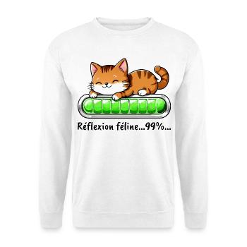 Réflexion Féline à 99% - Chat Mignon - Sweat-shirt Unisexe - blanc - Devant