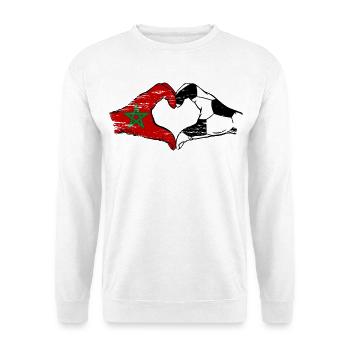 Morocco Football Flag Hands Heart Shape Used - Unisex Sweatshirt - white - Front