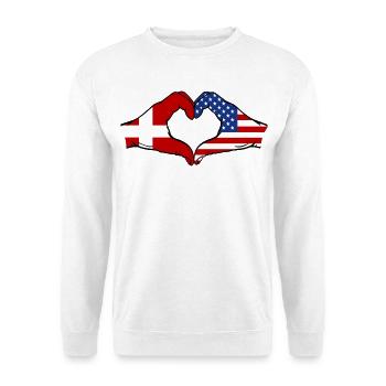 Dänemark USA Flagge Haende Herzform - Unisex Pullover - Weiß - Vorne