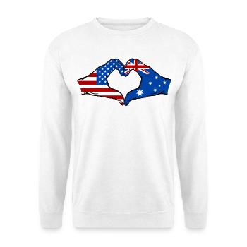 États-Unis, Australie, drapeau, main, forme de coeur - Sweat-shirt Unisexe - blanc - Devant