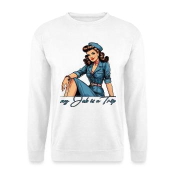 Pin Up Rétro Hôtesse de l’air Profession Cadeau de voyage - Sweat-shirt Unisexe - blanc - Devant