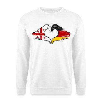 Georgien Deutschland Flagge Haende Herzform use - Unisex Pullover - Weiß - Vorne