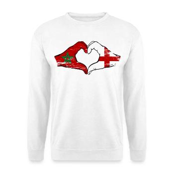 Maroc Angleterre drapeau mains coeur utilisé - Sweat-shirt Unisexe - blanc - Devant