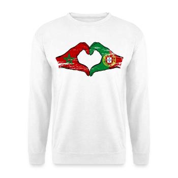 Marokko Portugal Flagge Haende Herzform used - Unisex Pullover - Weiß - Vorne