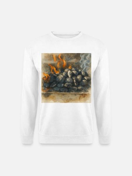Grillkunst in Aquarell – Glut & Flammen BBQ - Unisex Pullover - Weiß