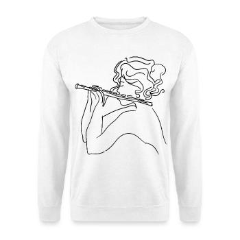Croquis de fille de flûte - Sweat-shirt Unisexe - blanc - Devant