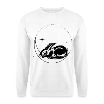 Rabbit on crescent moon – enchanting moon motif - Unisex Sweatshirt - white - Front