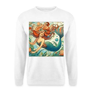 Meerjungfrau Nixe roten Haare Art Nouveau Geschenk - Unisex Pullover - Weiß - Vorne