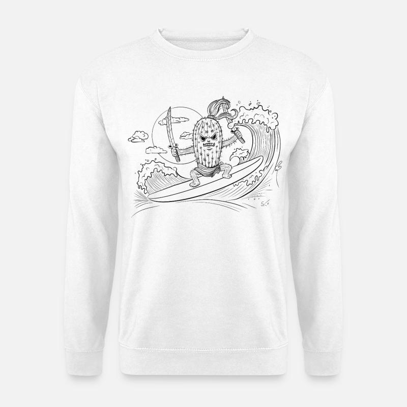 Surfer mit Samurai-Motiv - Unisex Pullover - Weiß
