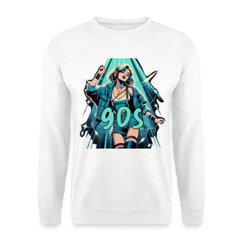 Frau tanzt Tanzen 90er Retro Disco Disko Geschenk - Unisex Pullover - Weiß - Vorne