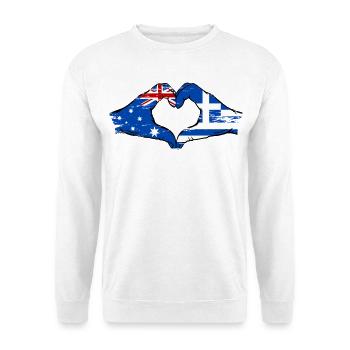 Australien Griechenland Flagge Haende Herzform - Unisex Pullover - Weiß - Vorne