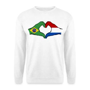 Brésil Hollande drapeau main coeur forme - Sweat-shirt Unisexe - blanc - Devant