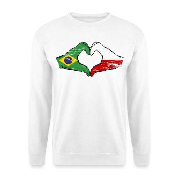 Brasilien Polen Flagge Haende Herzform used - Unisex Pullover - Weiß - Vorne
