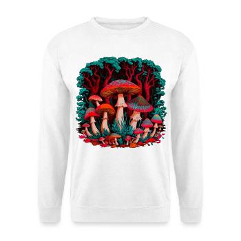 Un monde de champignons imaginatif dans la forêt - Sweat-shirt Unisexe - blanc - Devant