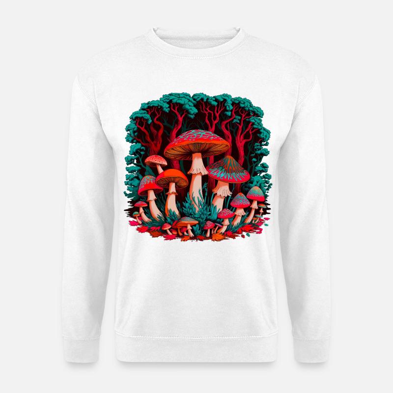 Fantasievolle Pilzwelt im Wald - Unisex Pullover - Weiß