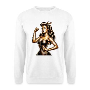 Strong Woman Golden Rockabilly Style Gold Gift - Unisex Sweatshirt - white - Front