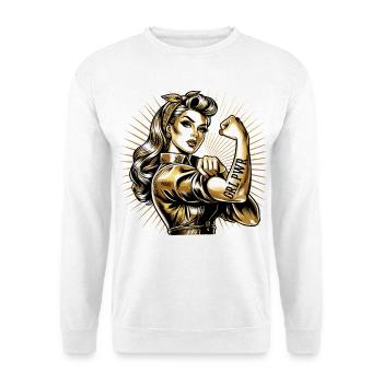 Strong Woman GRL PWR Rockabilly Gold Gift - Unisex Sweatshirt - white - Front