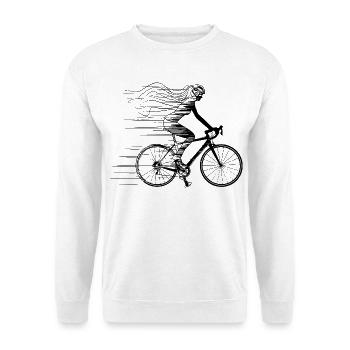 Radfahrerin Line Art - Unisex Pullover - Weiß - Vorne