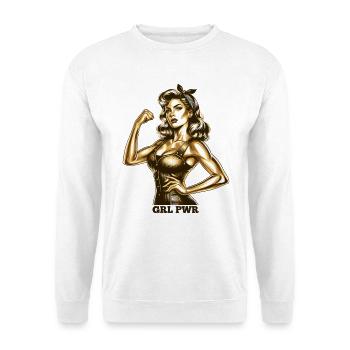 Strong Woman GRL PWR Rockabilly Gold Gift - Unisex Sweatshirt - white - Front