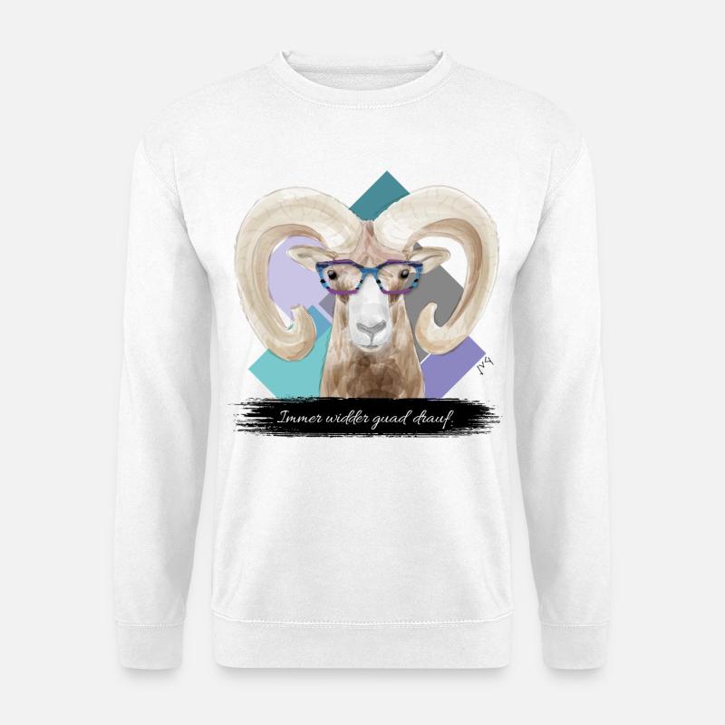 JvG Widder "Immer widder guad drauf." - Unisex Pullover - Weiß